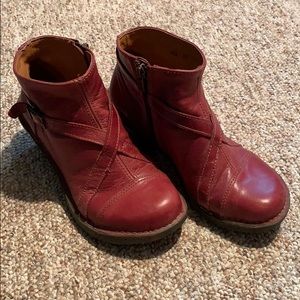 Adorable and funky red leather booties
